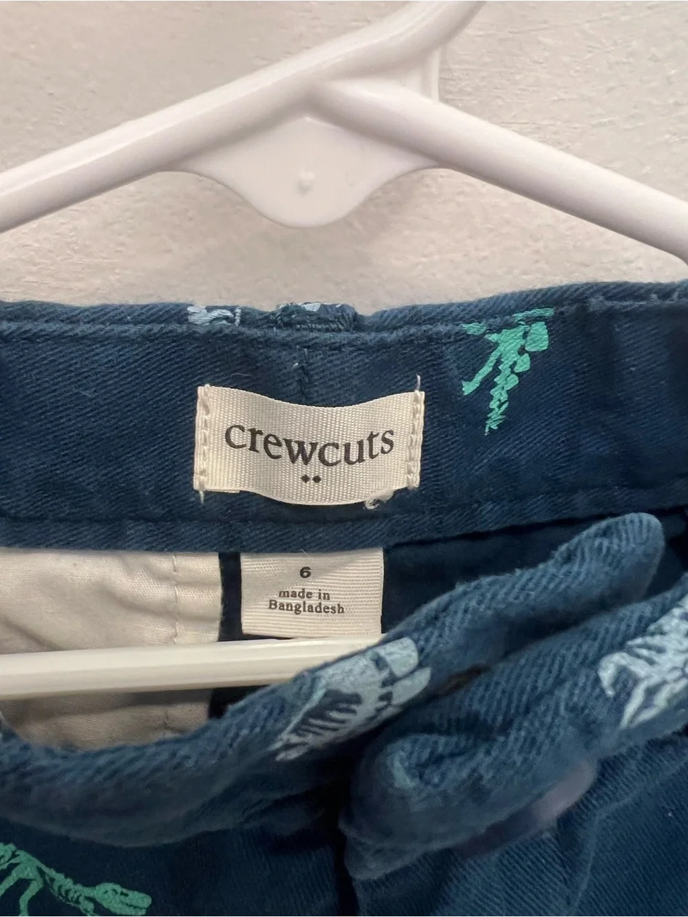 Crewcuts Navy Shorts with Green & White Dinosaur Motifs